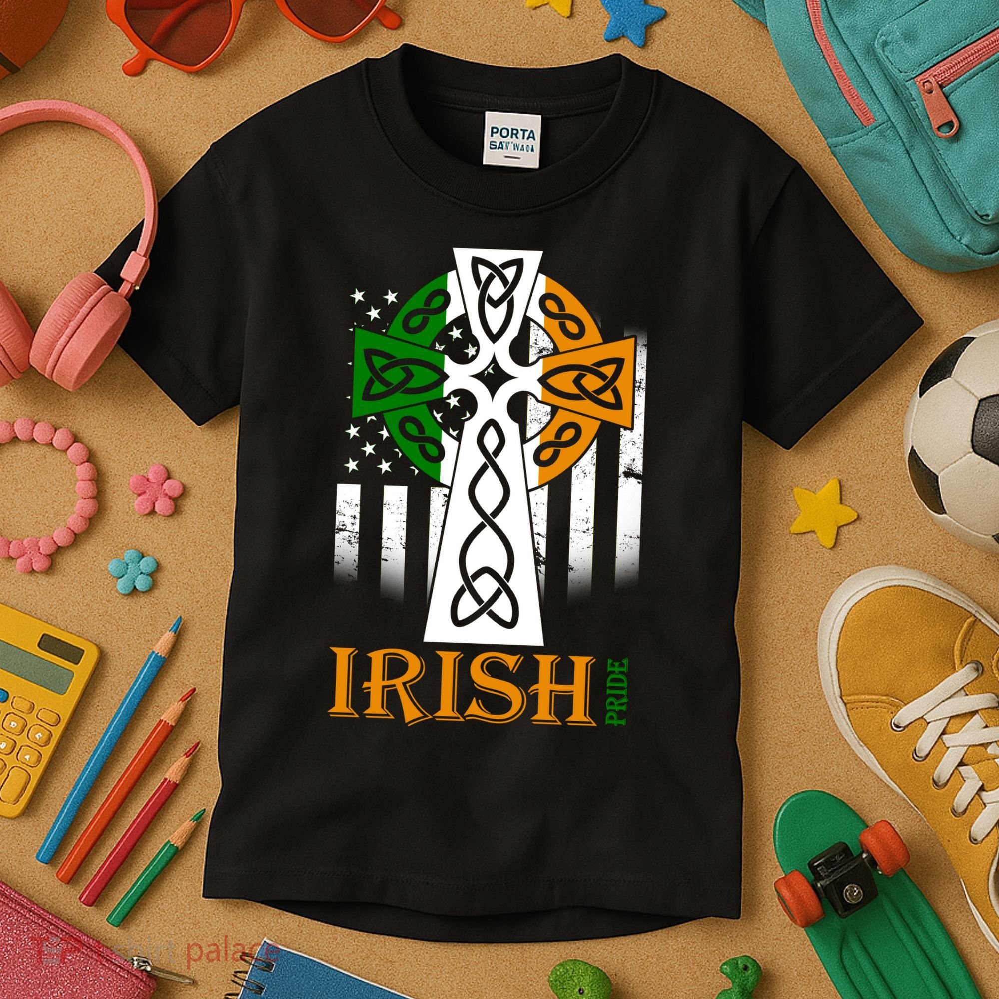 Celtic Cross Irish American Pride Kids T-Shirt