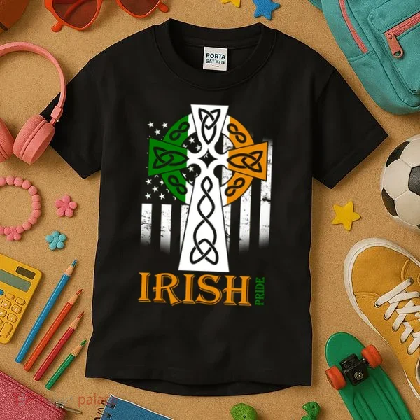 Celtic Cross Irish American Pride Kids T-Shirt