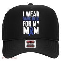Colon Cancer I Wear Dark Blue For Mom Colon Cancer Support Hat thumb 0
