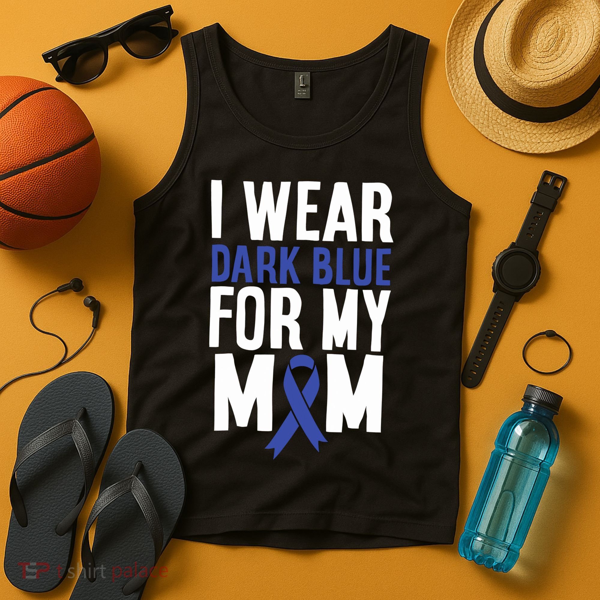 Colon Cancer I Wear Dark Blue For Mom Colon Cancer Support Tank Top
