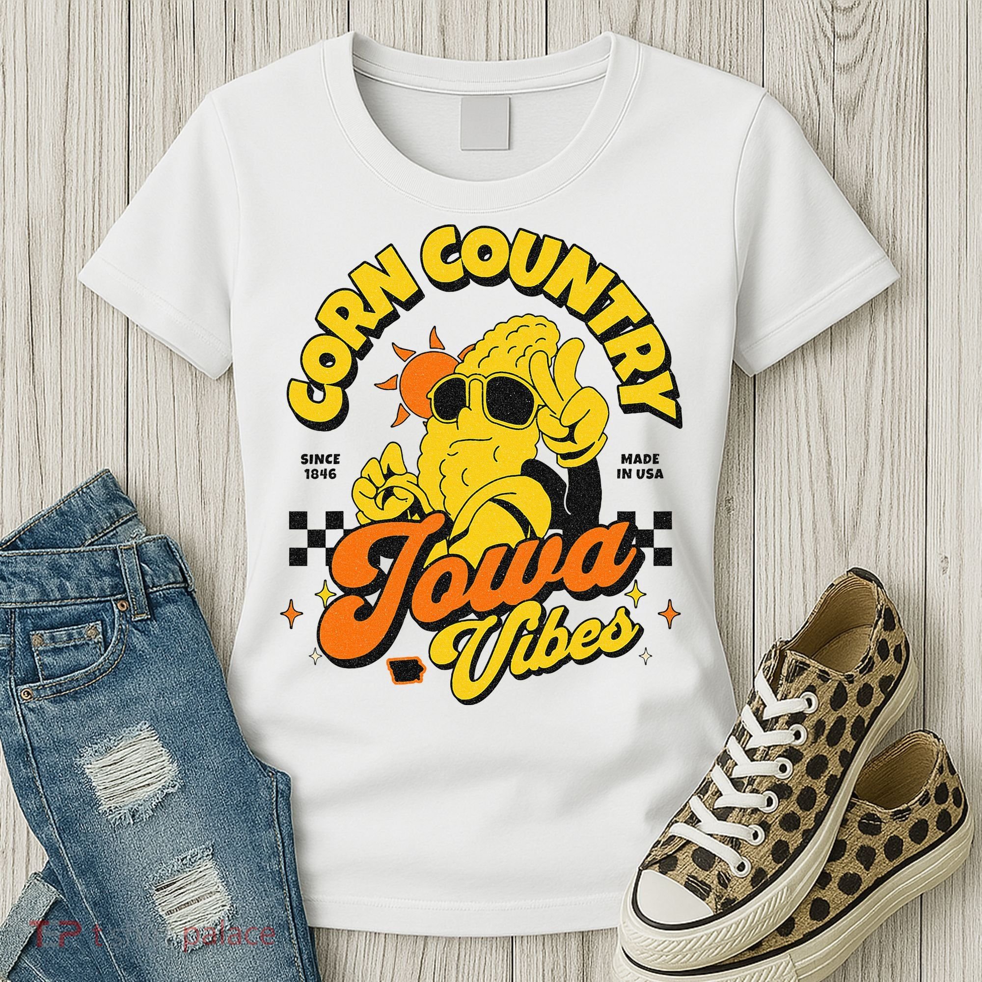 Corn Country Iowa Vibes Since 1846 Farming Corn Iowa Women's T-Shirt