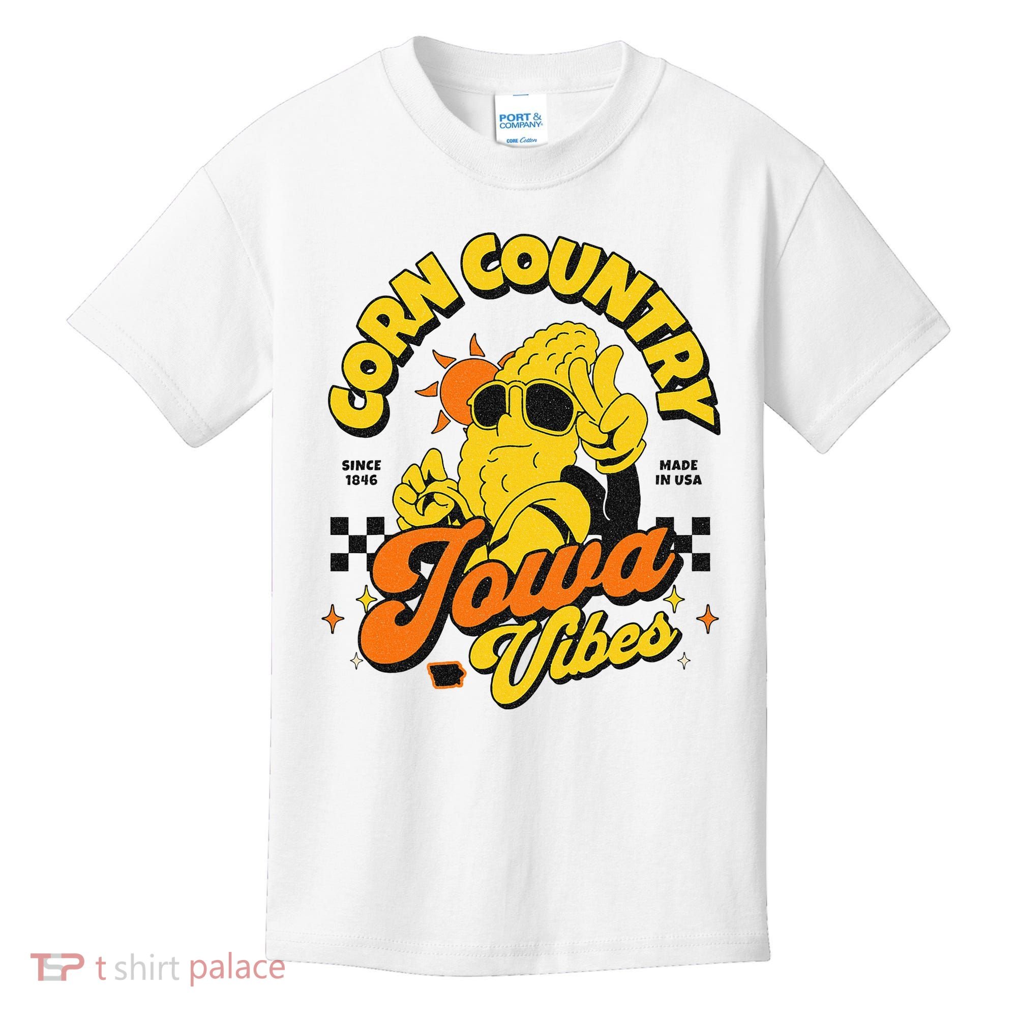 Corn Country Iowa Vibes Since 1846 Farming Corn Iowa Kids T-Shirt