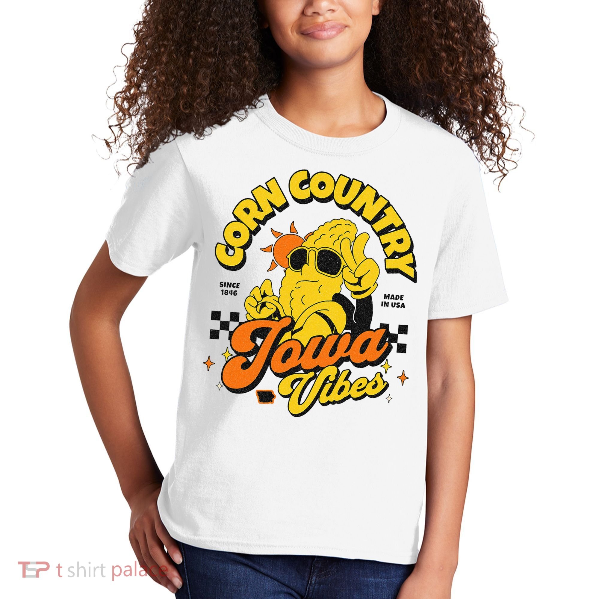 Corn Country Iowa Vibes Since 1846 Farming Corn Iowa Kids T-Shirt