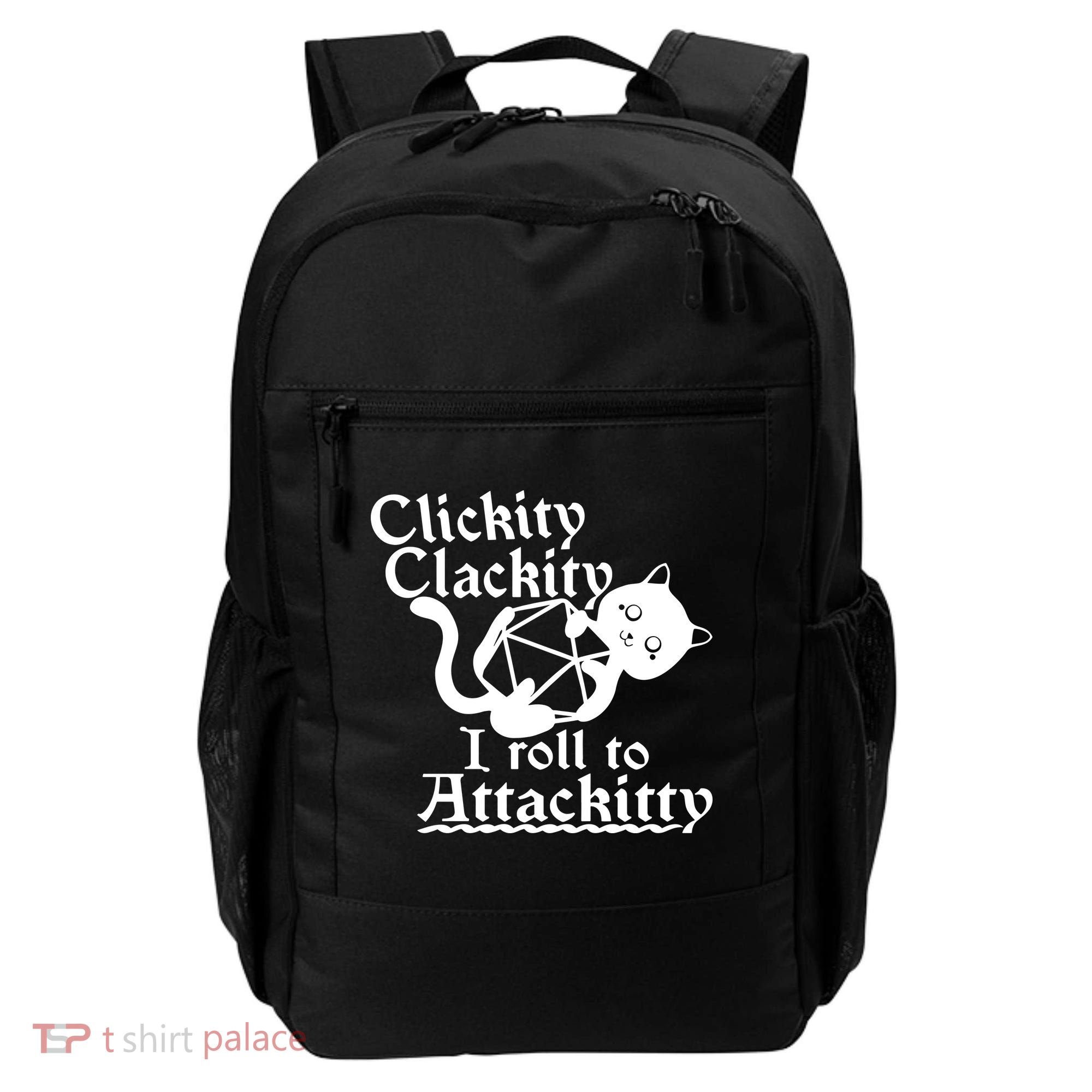 Clickity Clackity I Roll To Attackkitty Clickity Clackity Game Dice Backpack