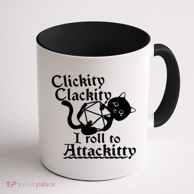 Clickity Clackity I Roll To Attackkitty Clickity Clackity Game Dice Coffee Mug back