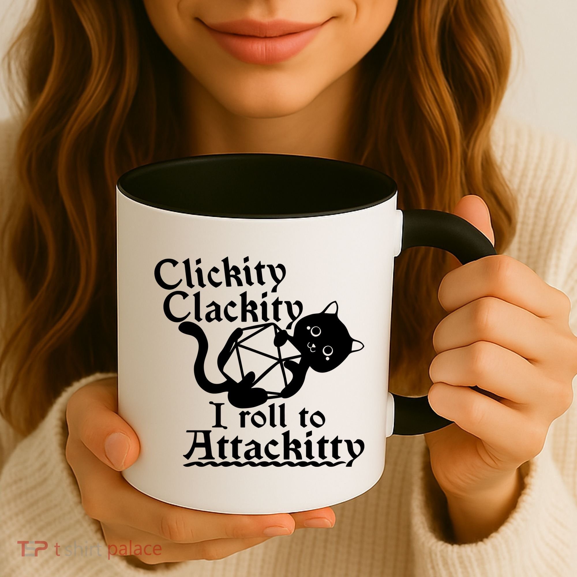 Clickity Clackity I Roll To Attackkitty Clickity Clackity Game Dice Coffee Mug