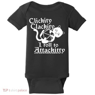 Clickity Clackity I Roll To Attackkitty Clickity Clackity Game Dice Baby Bodysuit