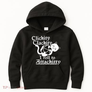 Clickity Clackity I Roll To Attackkitty Clickity Clackity Game Dice Kids Hoodie