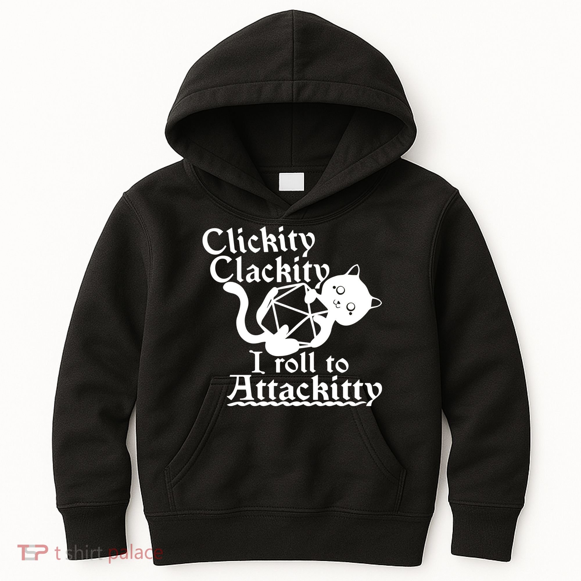Clickity Clackity I Roll To Attackkitty Clickity Clackity Game Dice Kids Hoodie
