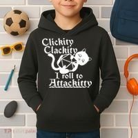 Clickity Clackity I Roll To Attackkitty Clickity Clackity Game Dice Kids Hoodie thumb 2