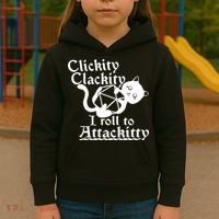 Clickity Clackity I Roll To Attackkitty Clickity Clackity Game Dice Kids Hoodie thumb 3