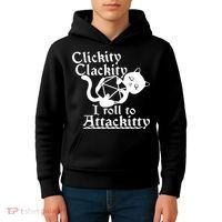 Clickity Clackity I Roll To Attackkitty Clickity Clackity Game Dice Kids Hoodie thumb 4