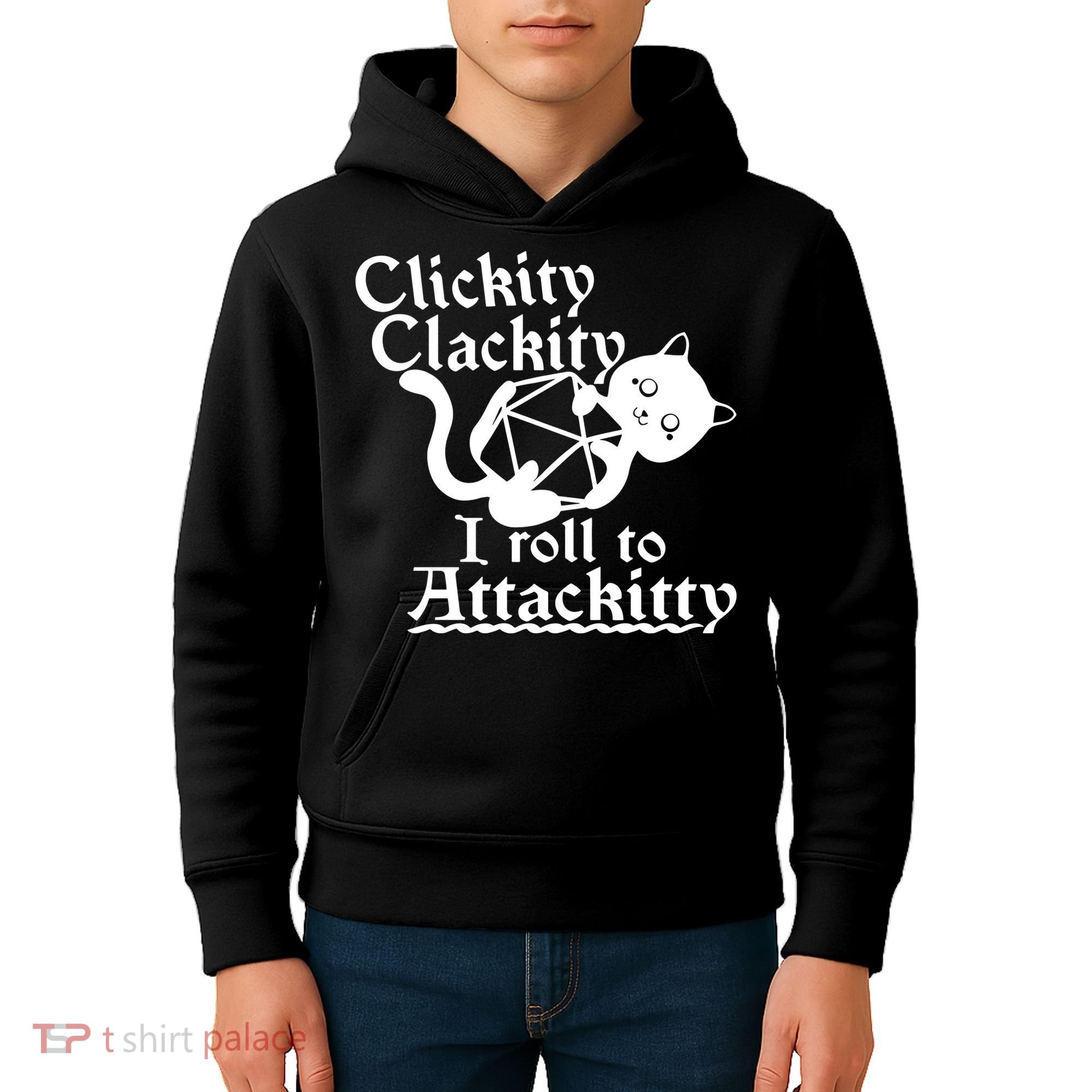 Clickity Clackity I Roll To Attackkitty Clickity Clackity Game Dice Kids Hoodie
