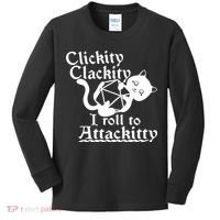 Clickity Clackity I Roll To Attackkitty Clickity Clackity Game Dice Kids Long Sleeve Shirt thumb 0