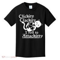 Clickity Clackity I Roll To Attackkitty Clickity Clackity Game Dice Kids T-Shirt thumb 0