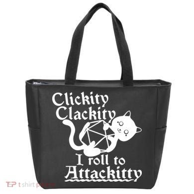 Clickity Clackity I Roll To Attackkitty Clickity Clackity Game Dice Tote Bag
