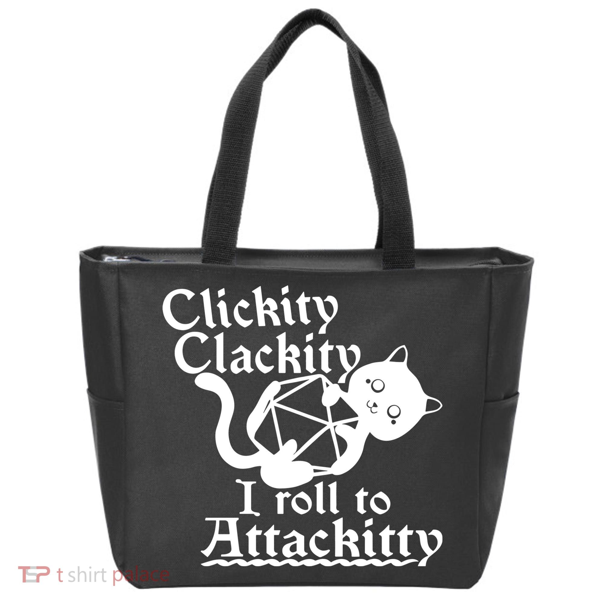 Clickity Clackity I Roll To Attackkitty Clickity Clackity Game Dice Tote Bag