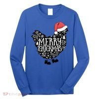 Christmas Chicken In Santa Hat Merry Chickmas Farmhouse Gift Long Sleeve Shirt thumb 0