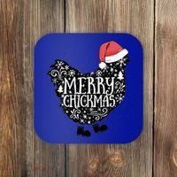Christmas Chicken In Santa Hat Merry Chickmas Farmhouse Gift Coaster thumb 0