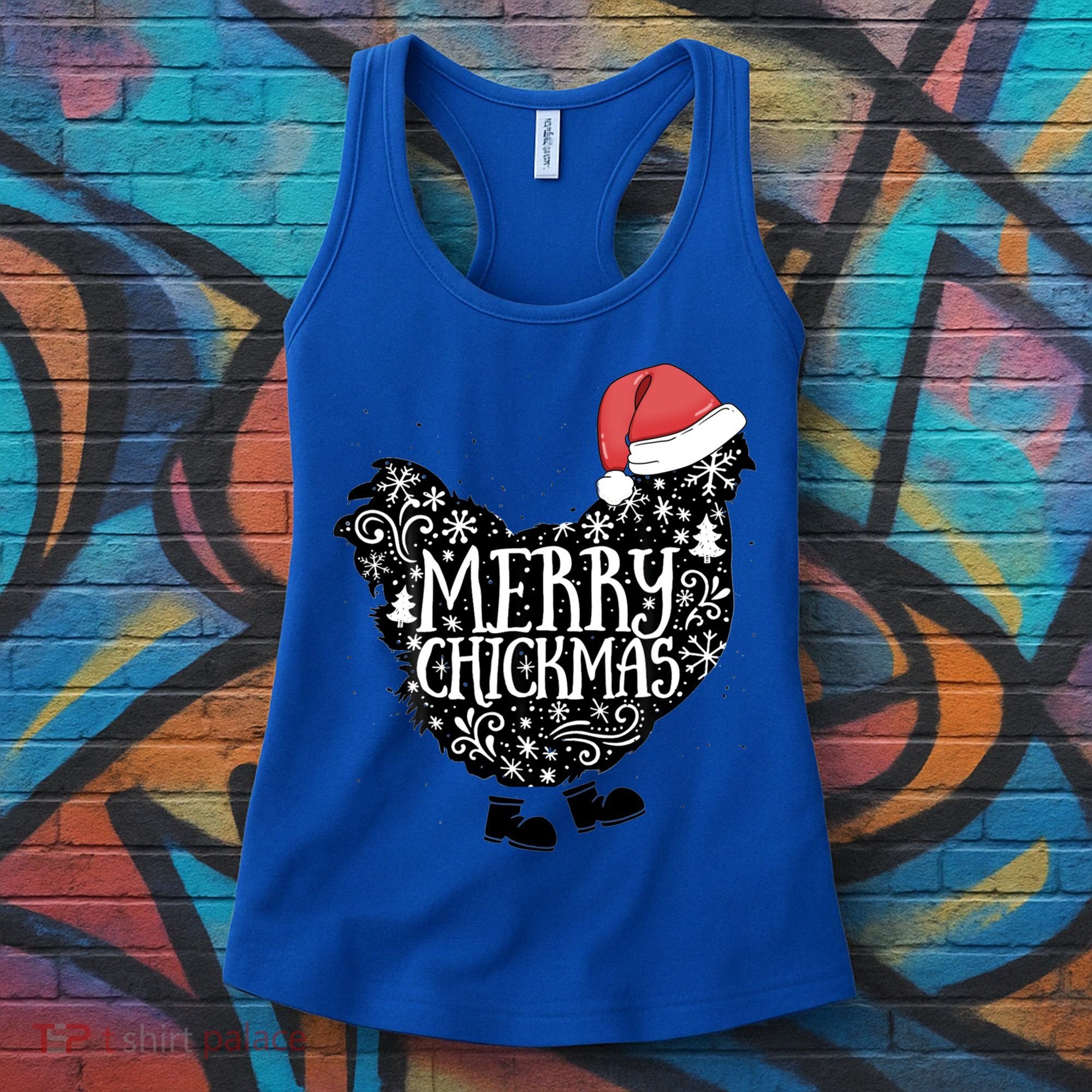 Christmas Chicken In Santa Hat Merry Chickmas Farmhouse Gift Women's Tank Top