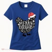 Christmas Chicken In Santa Hat Merry Chickmas Farmhouse Gift Women's T-Shirt thumb 0
