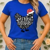 Christmas Chicken In Santa Hat Merry Chickmas Farmhouse Gift Women's T-Shirt thumb 2