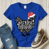Christmas Chicken In Santa Hat Merry Chickmas Farmhouse Gift Women's T-Shirt thumb 3