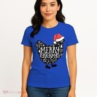 Christmas Chicken In Santa Hat Merry Chickmas Farmhouse Gift Women's T-Shirt thumb 4
