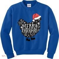 Christmas Chicken In Santa Hat Merry Chickmas Farmhouse Gift Kids Sweatshirt thumb 0