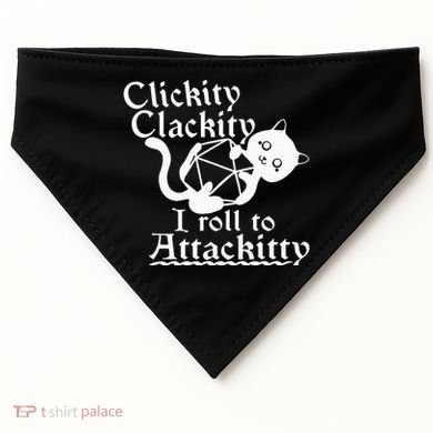Clickity Clackity I Roll To Attackity Game Dice Attackitty USA-Made Doggie Bandana