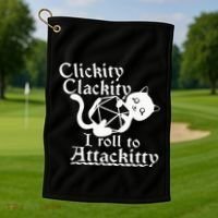Clickity Clackity I Roll To Attackity Game Dice Attackitty Golf Towel thumb 1