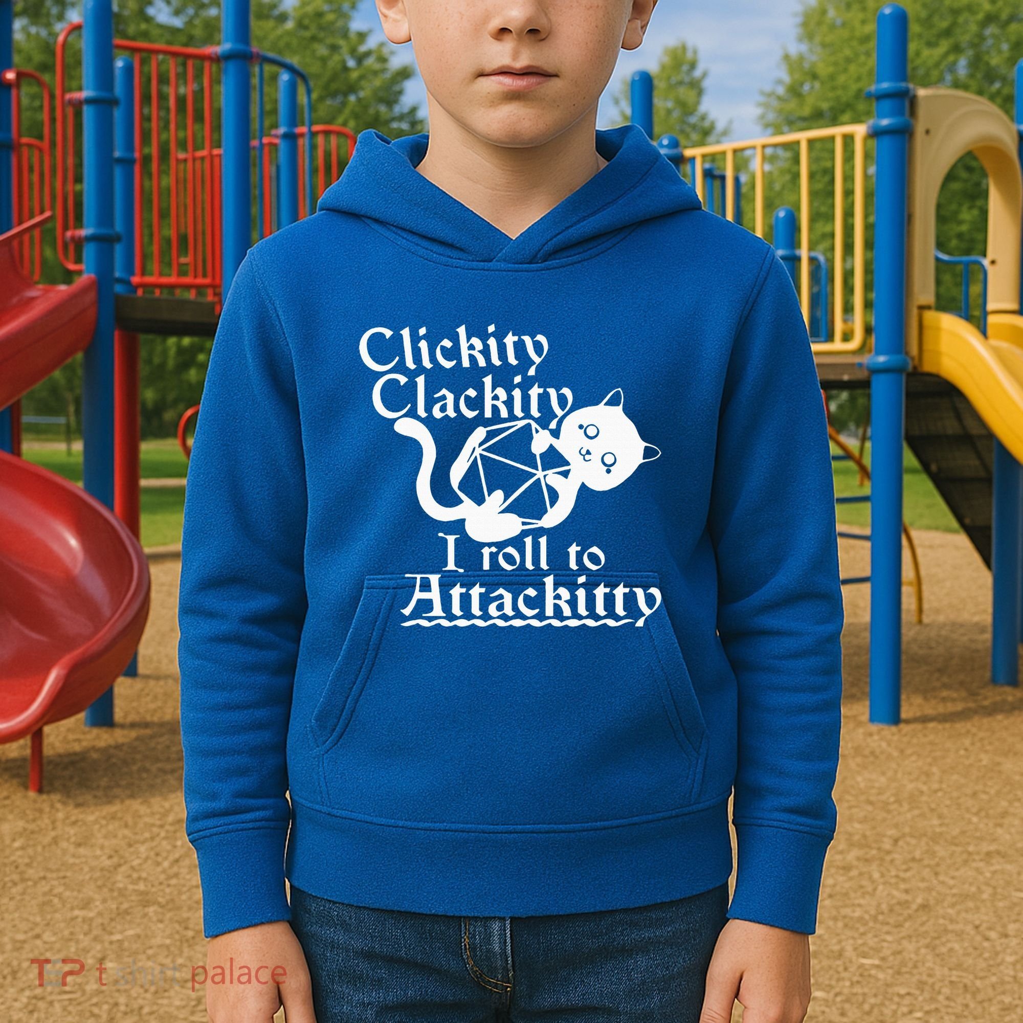 Clickity Clackity I Roll To Attackity Game Dice Attackitty Kids Hoodie