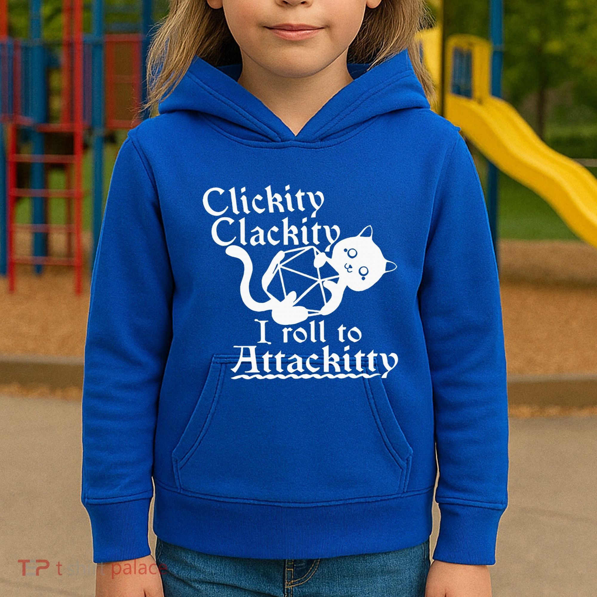 Clickity Clackity I Roll To Attackity Game Dice Attackitty Kids Hoodie