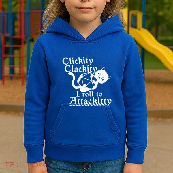 Clickity Clackity I Roll To Attackity Game Dice Attackitty Kids Hoodie