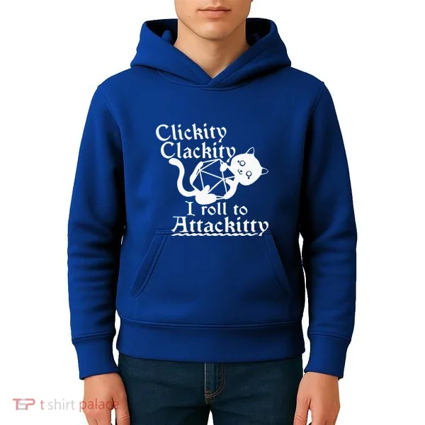 Clickity Clackity I Roll To Attackity Game Dice Attackitty Kids Hoodie