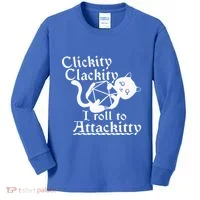 Clickity Clackity I Roll To Attackity Game Dice Attackitty Kids Long Sleeve Shirt thumb 0