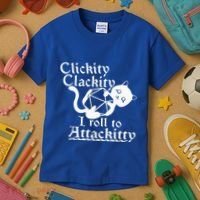 Clickity Clackity I Roll To Attackity Game Dice Attackitty Kids T-Shirt thumb 3