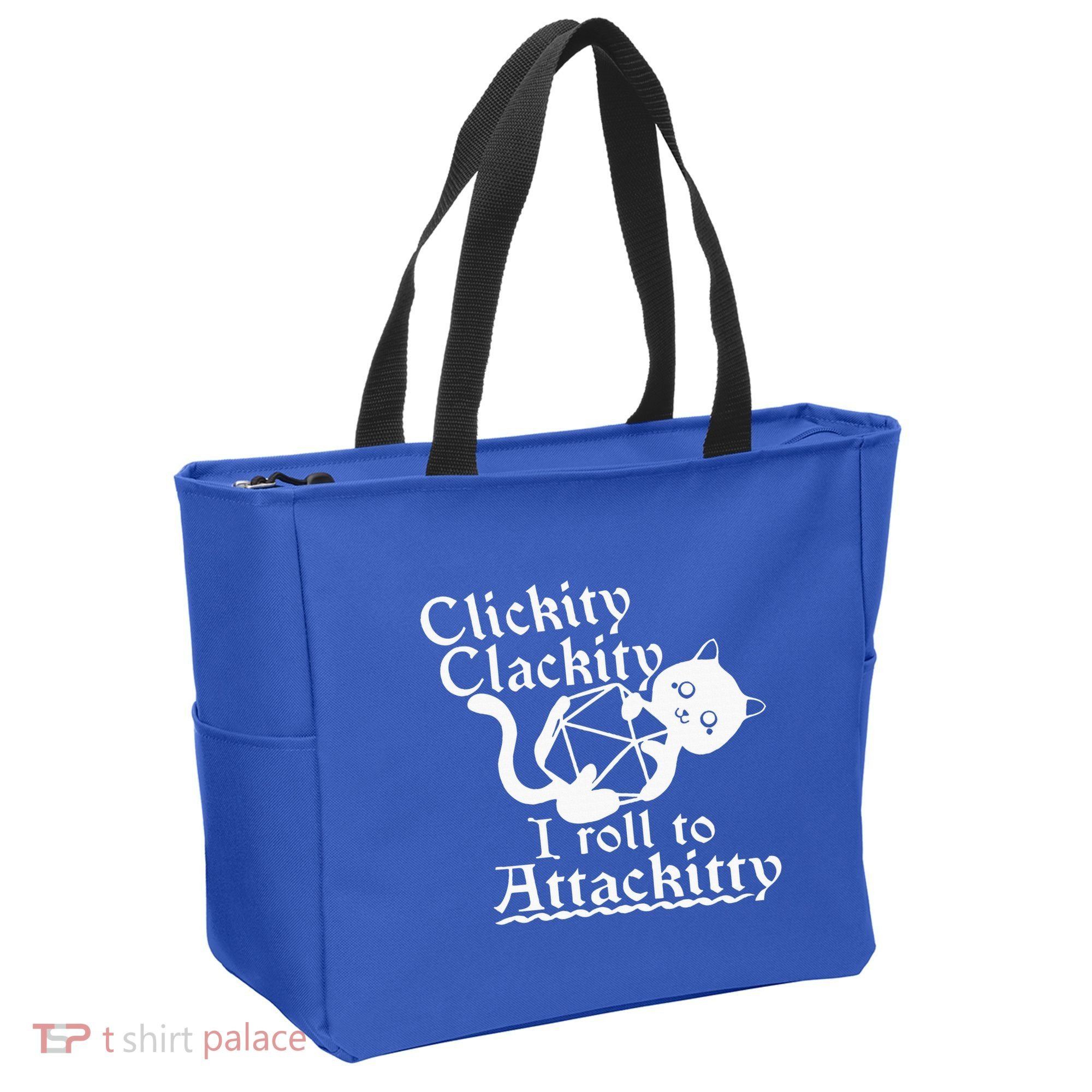 Clickity Clackity I Roll To Attackity Game Dice Attackitty Tote Bag