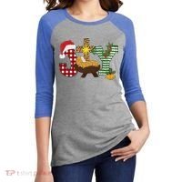 Christian Christmas Joy Jesus Nativity Scene Faith Women's Tri-Blend 3/4-Sleeve Raglan Shirt thumb 2