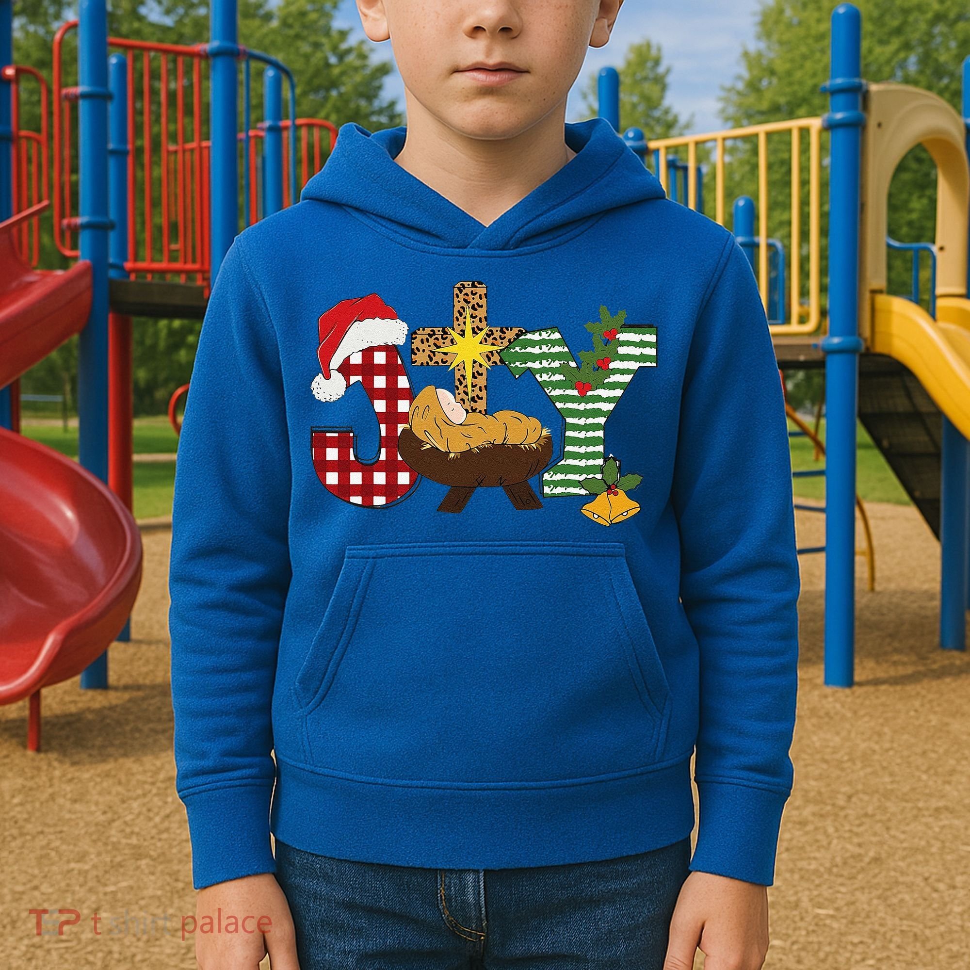 Christian Christmas Joy Jesus Nativity Scene Faith Kids Hoodie