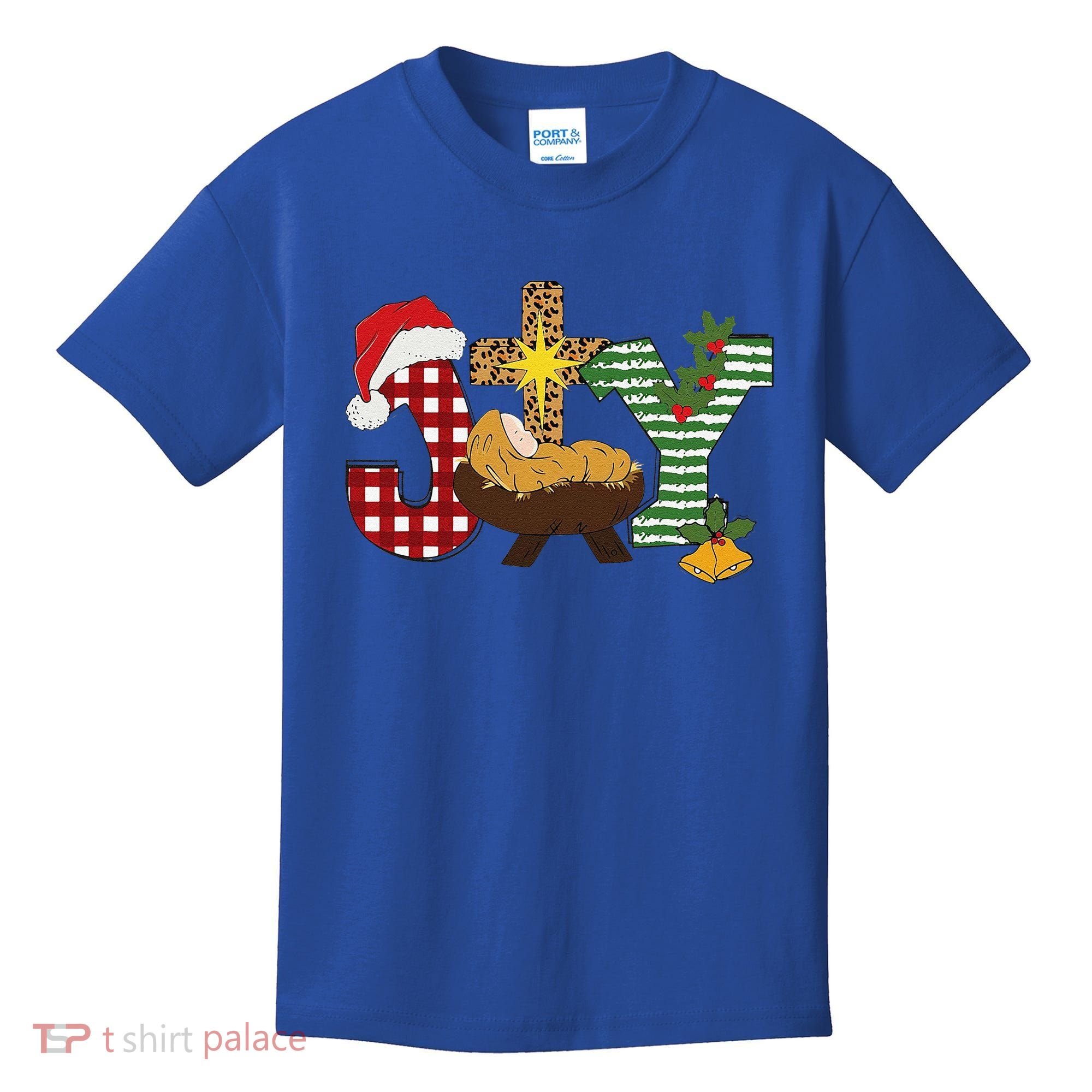 Christian Christmas Joy Jesus Nativity Scene Faith Kids T-Shirt