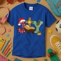 Christian Christmas Joy Jesus Nativity Scene Faith Kids T-Shirt thumb 3