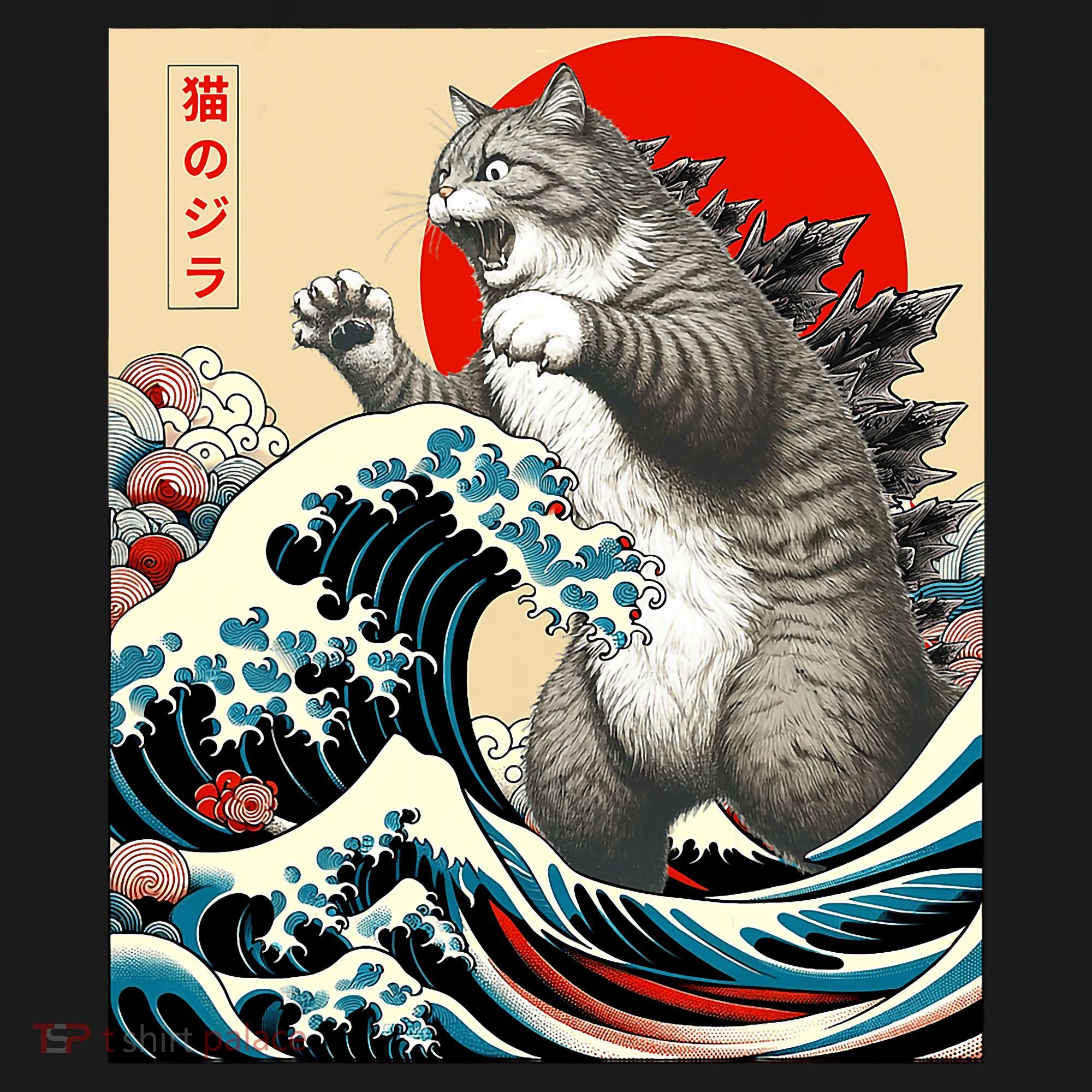 Catzilla Cat Japanese Art Funny Cat Gifts Toddler Hoodie
