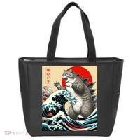 Catzilla Cat Japanese Art Funny Cat Gifts Tote Bag thumb 0