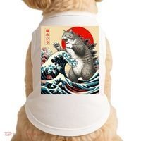 Catzilla Cat Japanese Art Funny Cat Gifts Doggie Tank thumb 0