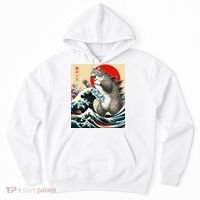 Catzilla Cat Japanese Art Funny Cat Gifts Hoodie thumb 0