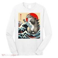 Catzilla Cat Japanese Art Funny Cat Gifts Long Sleeve Shirt thumb 0