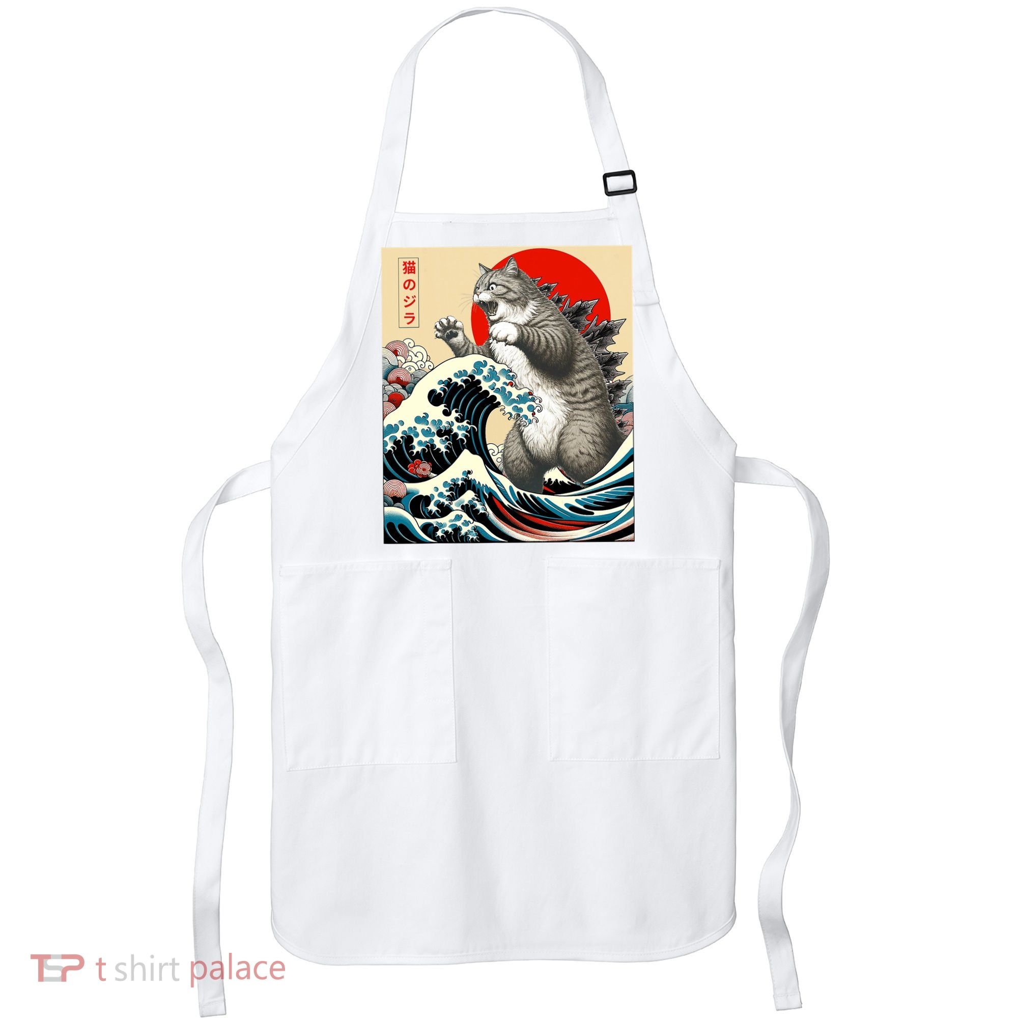 Catzilla Cat Japanese Art Funny Cat Gifts Apron