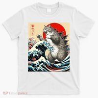 Catzilla Cat Japanese Art Funny Cat Gifts T-Shirt thumb 0