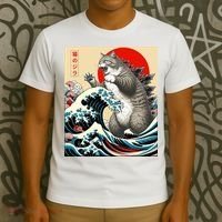 Catzilla Cat Japanese Art Funny Cat Gifts T-Shirt thumb 3
